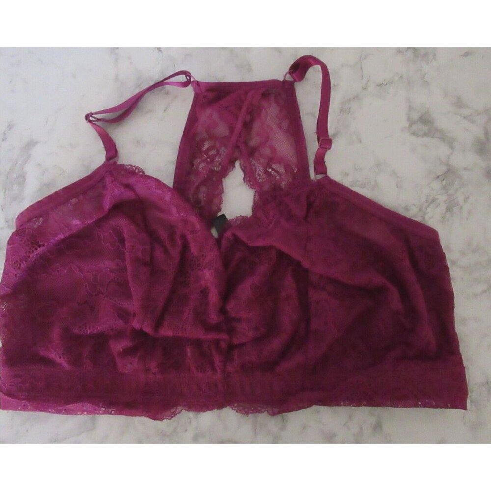 Torrid Curve Bra 0 0X‎ Purple Lace Bralette Plus Size Wireless